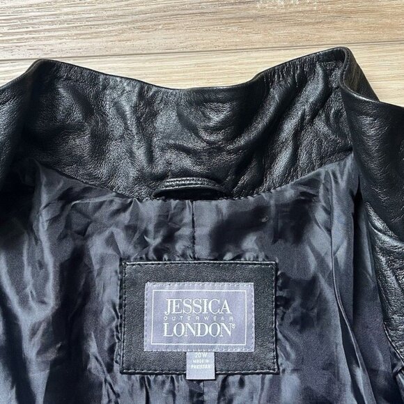 Jessica London Women's Plus Size A-Line Zip Front Leather Jacket - Size 20 - Picture 11 of 16